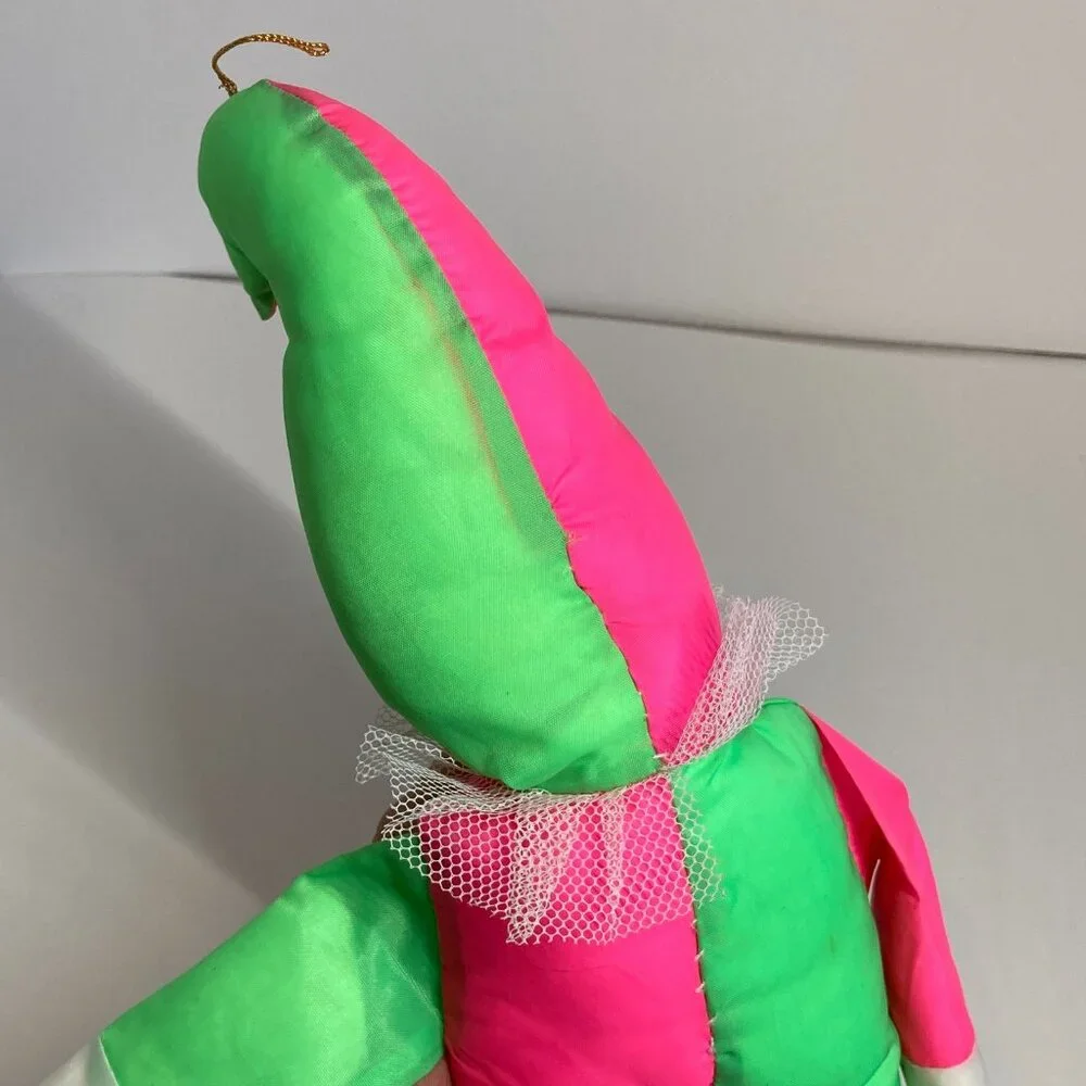 Vintage Rubber Faced Clown Plush Doll Toy Unbranded Red Green White 14" - Picture 3 of 14